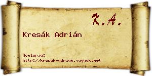 Kresák Adrián névjegykártya